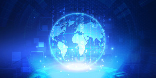 蓝色科技感地球数字圆盘光效信息数据展板背景